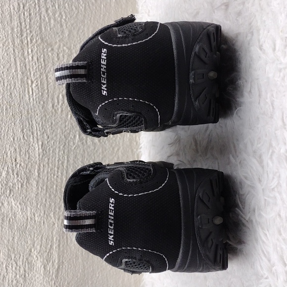 Skechers Shape-Ups Sleek Fit Black Leather Mesh Upper Mary-Jane Wedge Sneaker - Picture 5 of 16